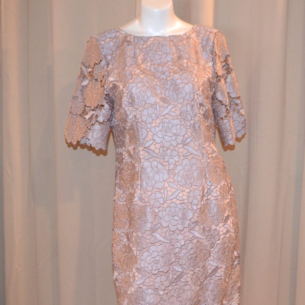 Pink Dress Blush with Embroidery Dress Size 8 Tahari Levine